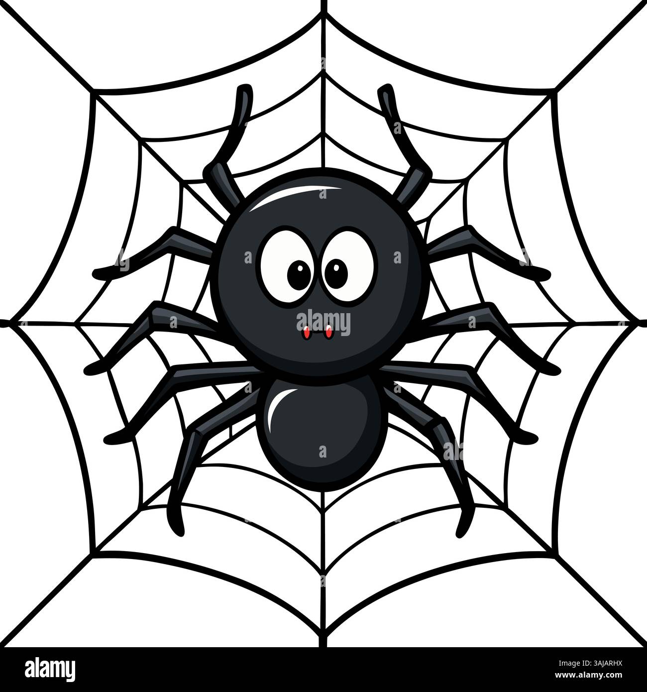 cute spider in web Stock Vector