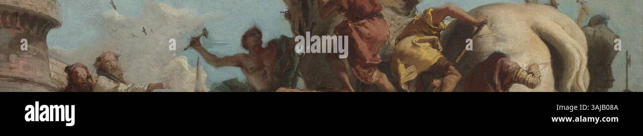 Giovanni Domenico Tiepolo's circa 1760 painting 'The Building of the ...