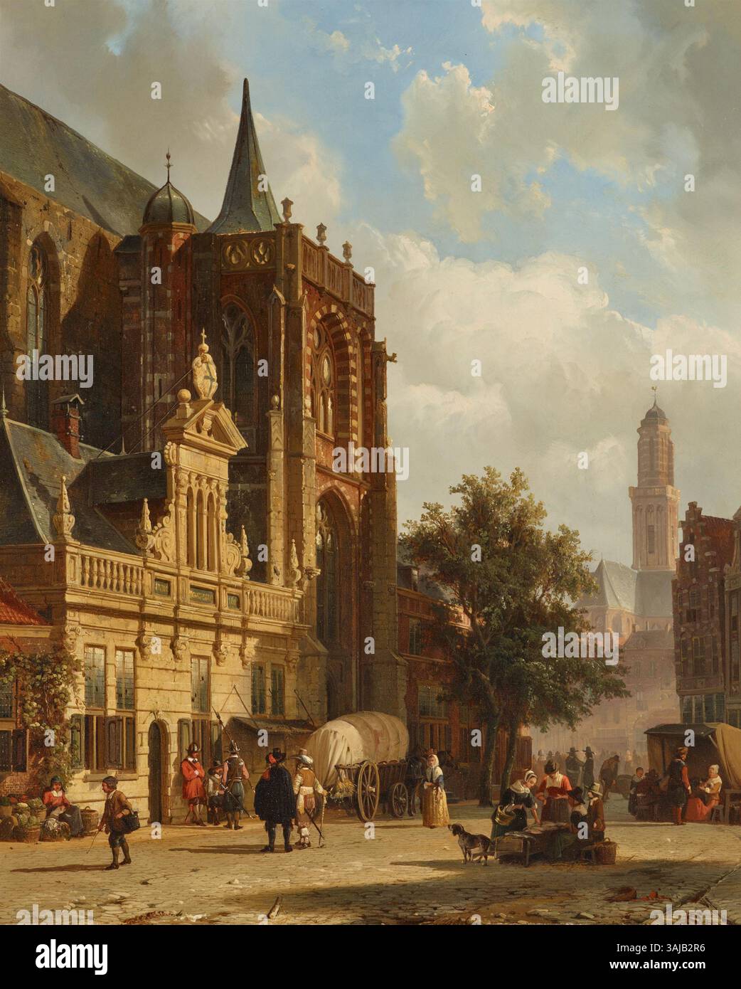 Cornelis Springer's Grote Markt Zwolle (1869) is an oil on wood ...