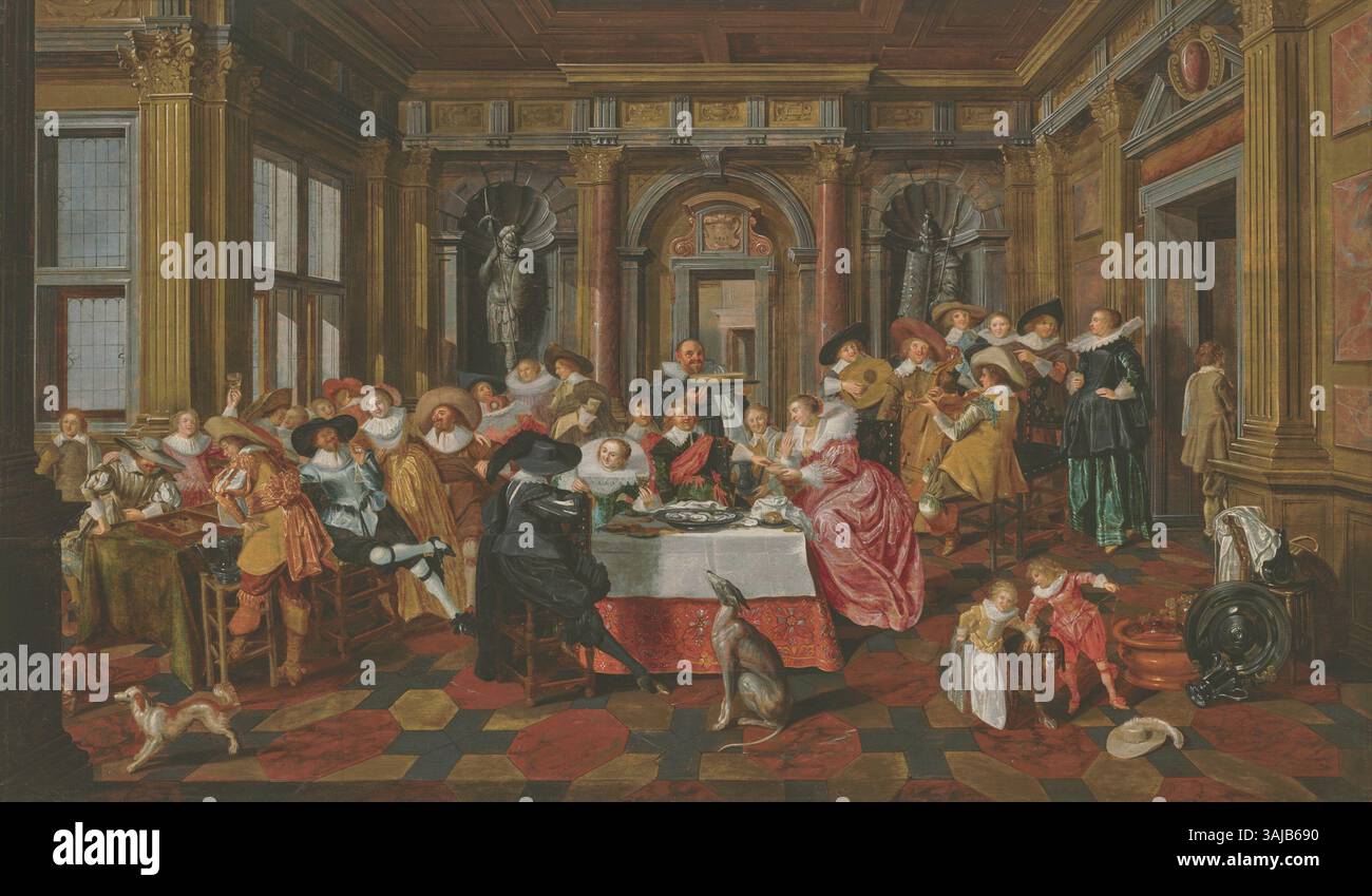 Dirck van Delen’s painting, A Merry Company in a Palatial Interior ...