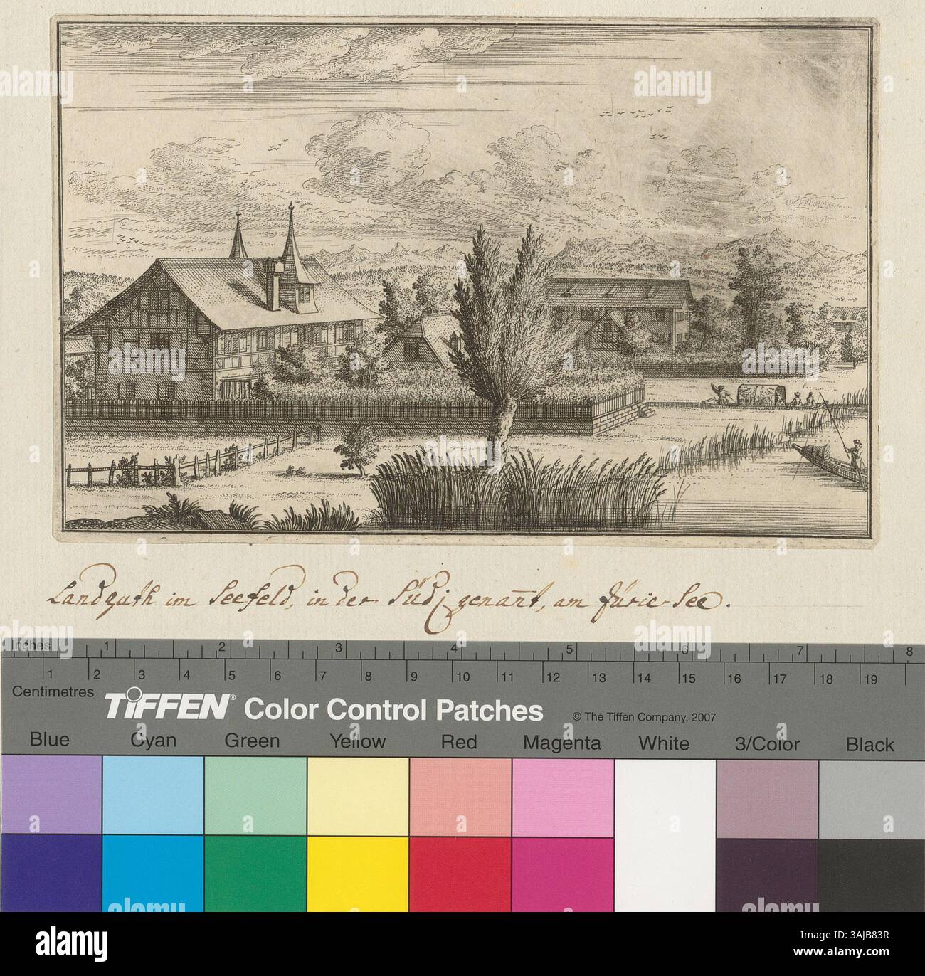 Originally Attributed This 1746 etching depicts the Seegarten estate near Zurich, originally ...