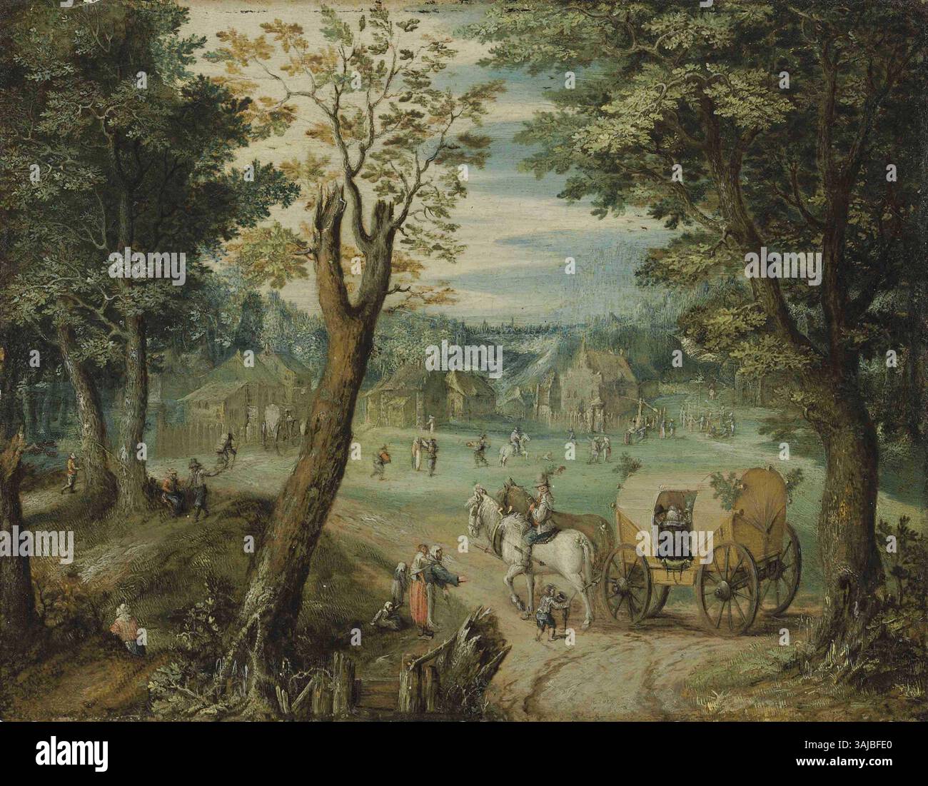 This painting by Christoffel van den Berghe features travelers at a ...