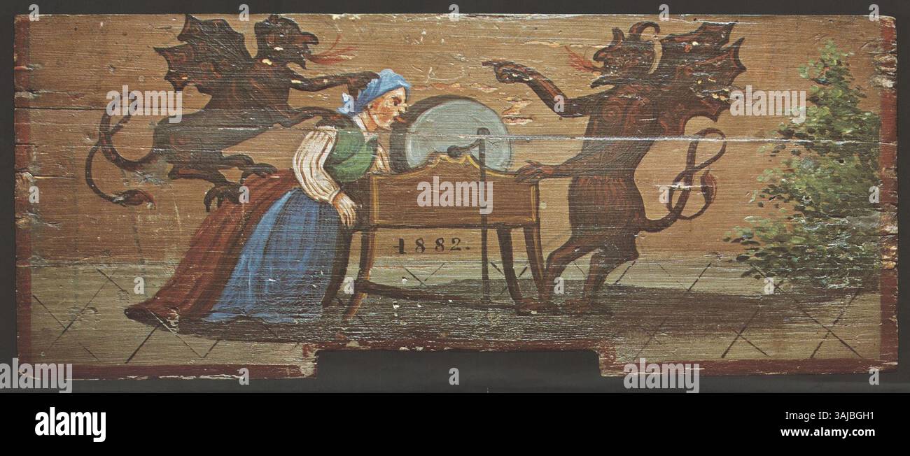 *Hudi brusi babi jezik* (Panjska konnica) is a 1882 Slovenian painting ...