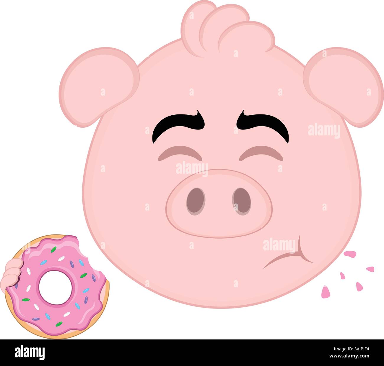 vector illustration emoji character face pig cartoon, eating raspberry ...