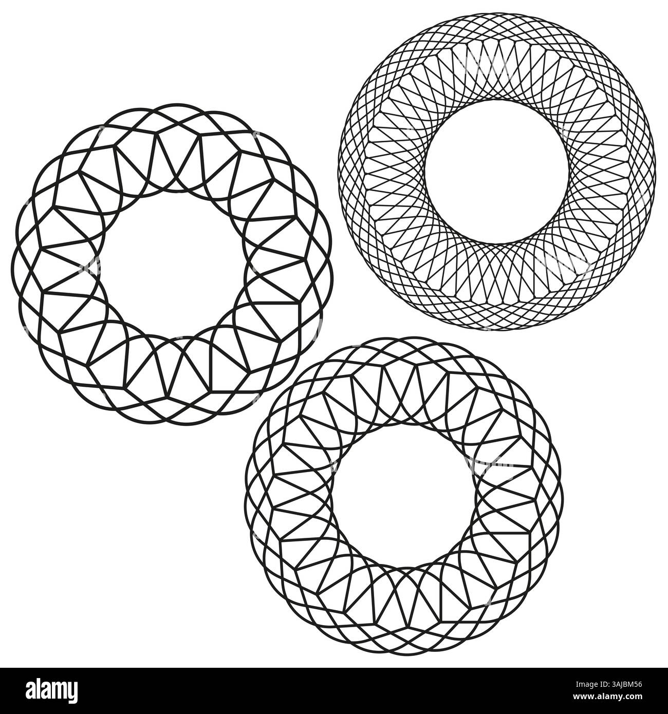 Geometric ring symbol. Circular mesh pattern. Thin linear vector. Abstract round shape. Stock Vector