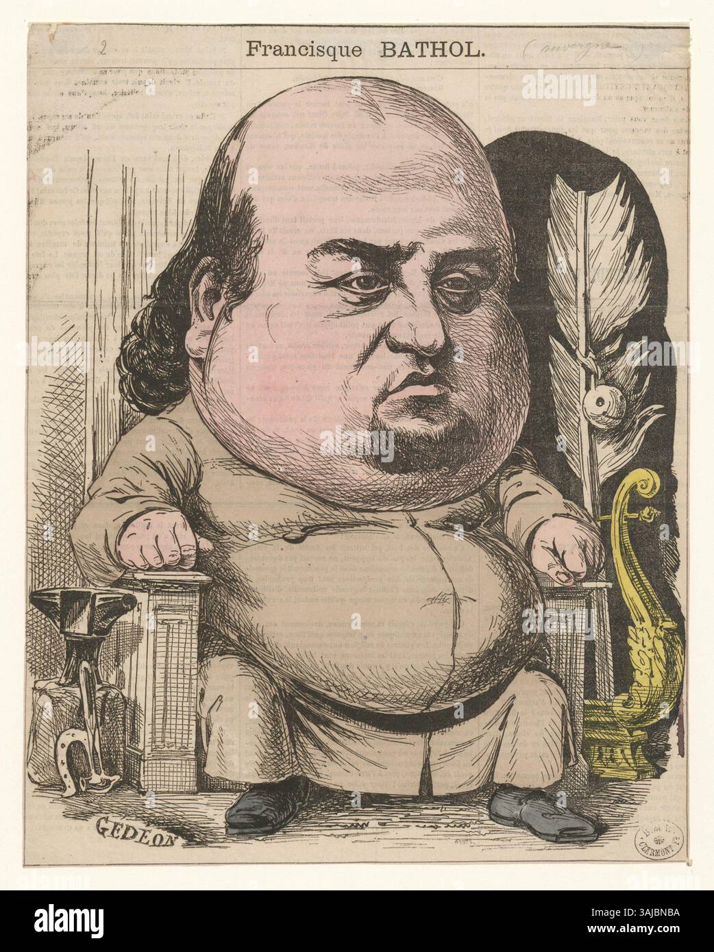 Wood engraving print from the Boyer collection depicting Francisque ...