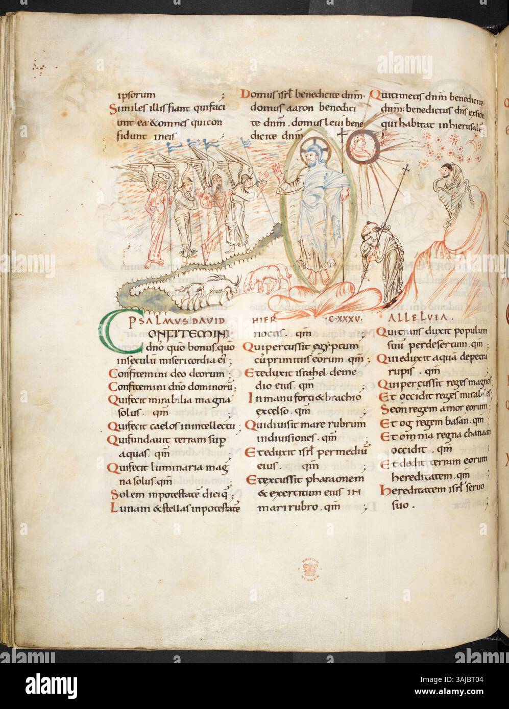 This illuminated manuscript, part of the Harley Psalter, was created ...