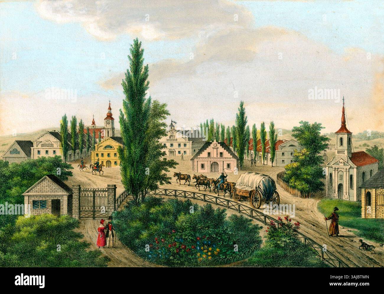 This lithograph from 1838 by Karol Auer is a significant example of ...
