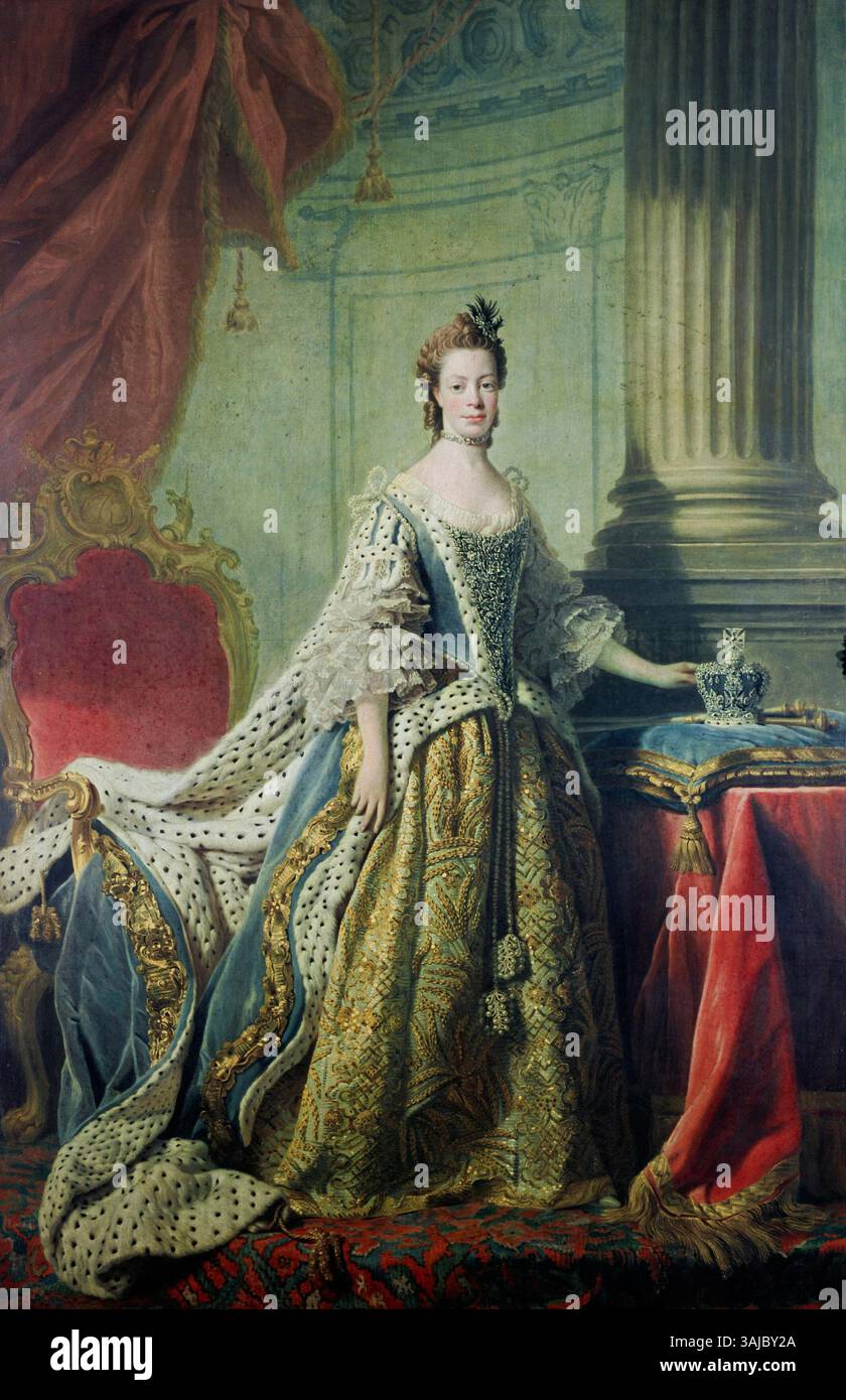 This portrait, attributed to Allan Ramsay's workshop, depicts Queen ...