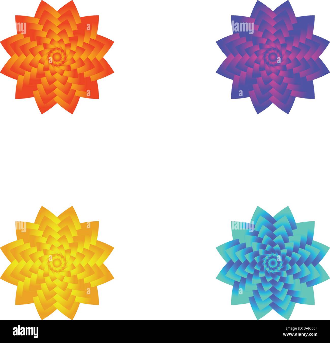 Colorful Glowing Floral Elements on Transparent Background – Abstract Vector Flower Design Stock Vector