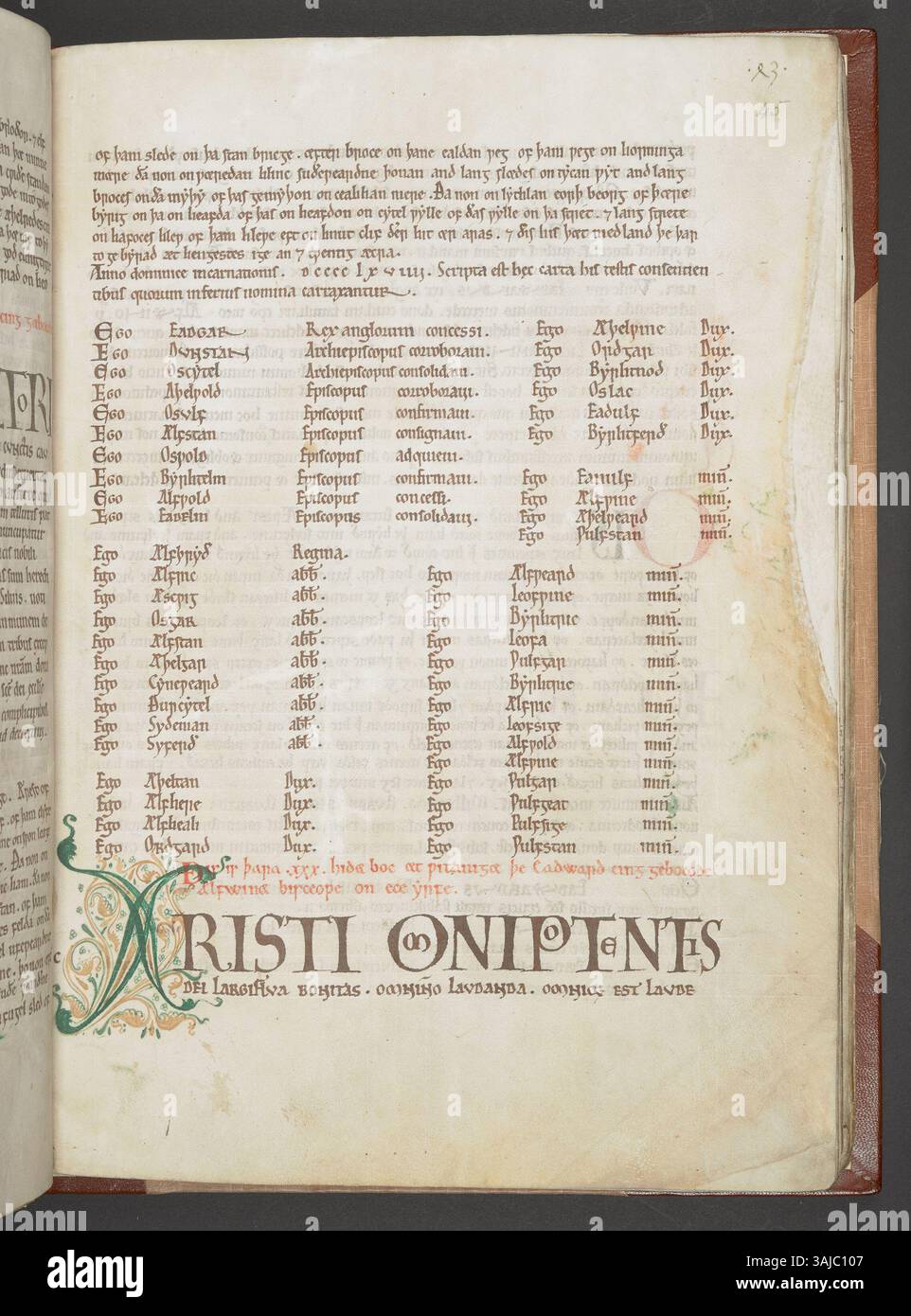 This page from the *Codex Wintoniensis* (St Swithun Cartulary), created ...