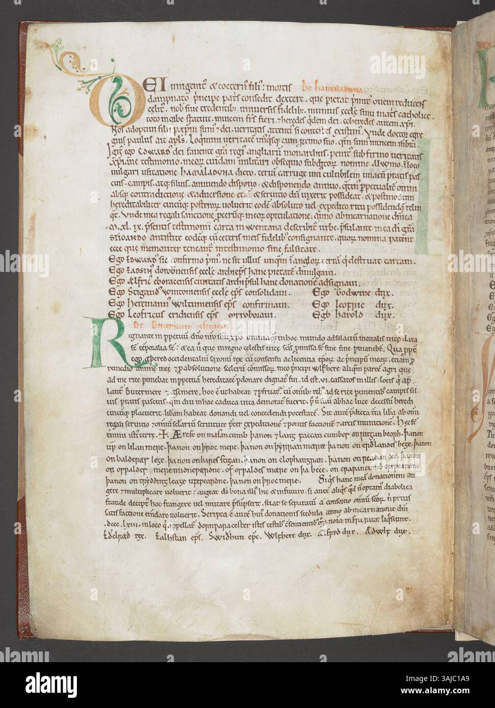 An illuminated folio from the Codex Wintoniensis (St. Swithun Cartulary ...