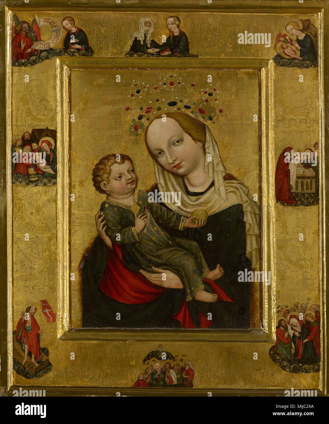 This 15th-century German painting depicts the Virgin Mary and the ...