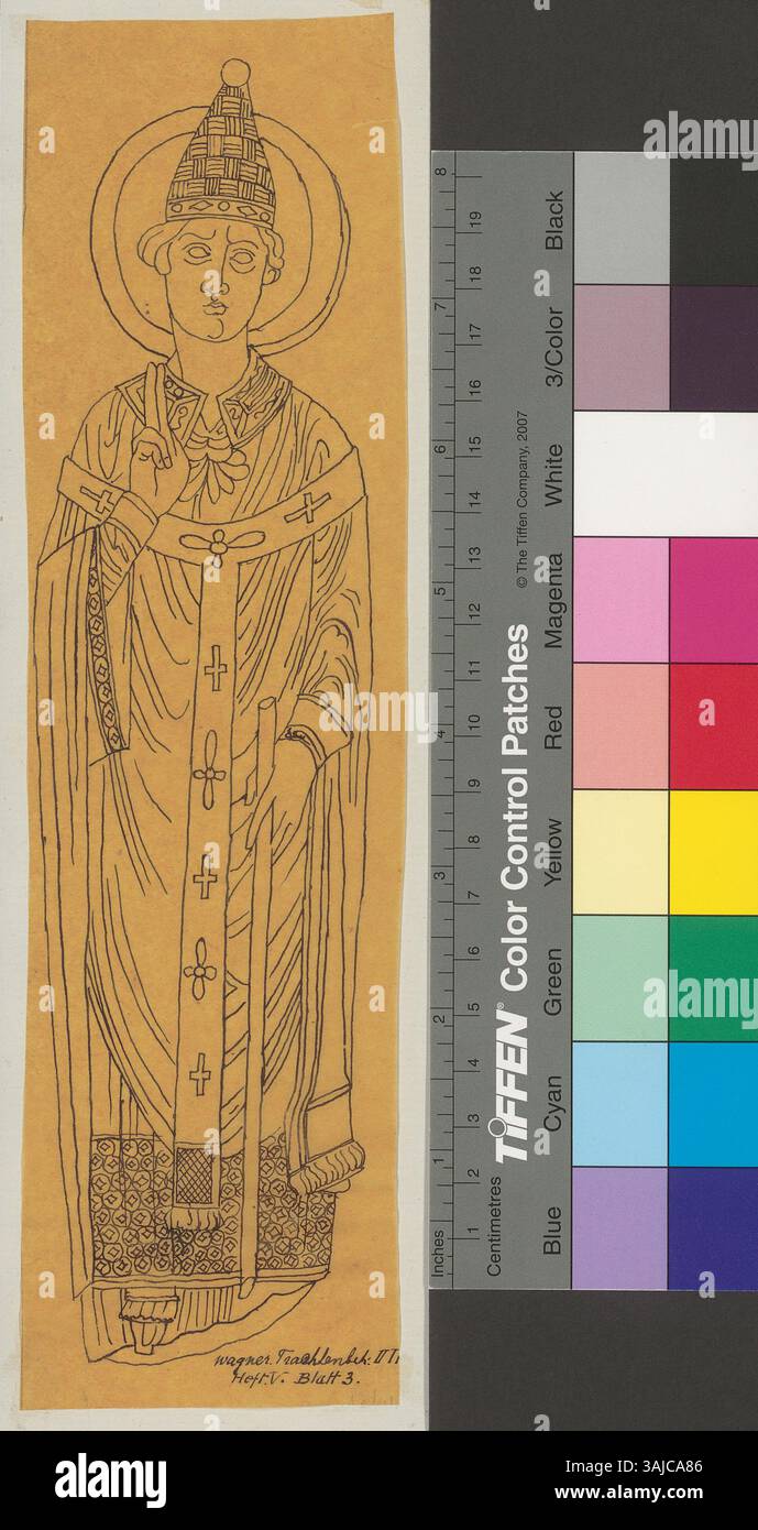 Johann Rudolf Rahn documents a liturgical garment, likely from a bishop ...