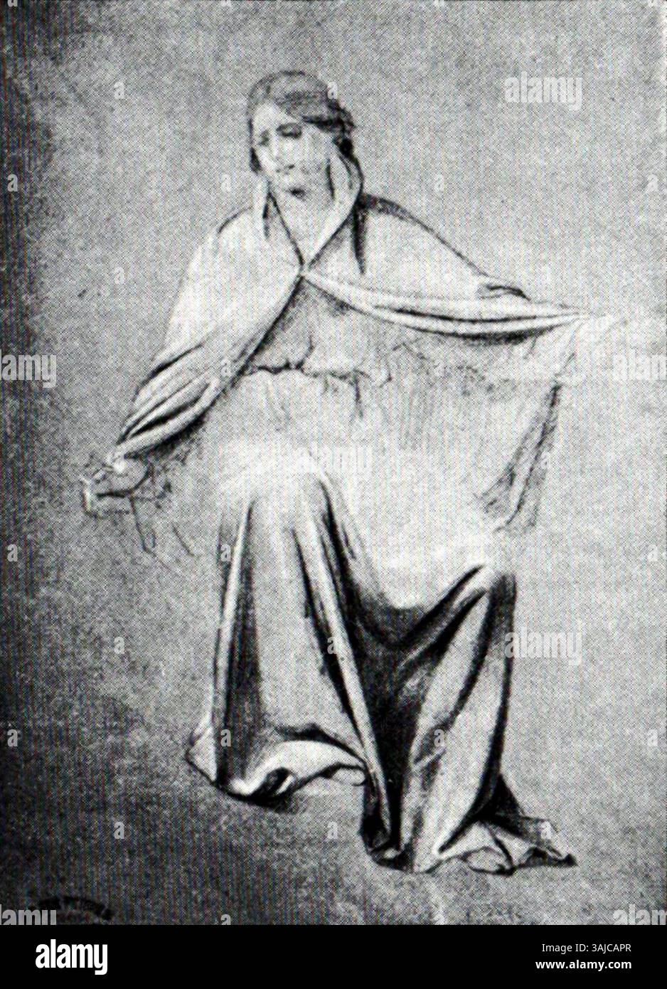 Drawing by Gheorghe Tattarescu titled 'Studiu de falduri' (Study of ...