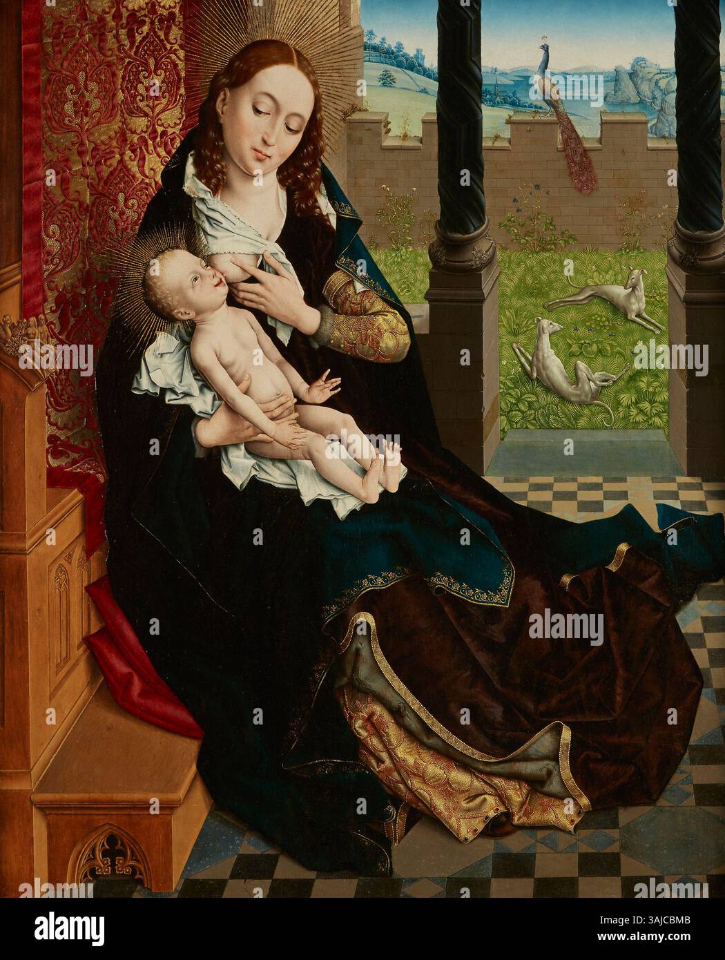 The 'Nursing Madonna' by the Master of the Embroidered Foliage, painted ...
