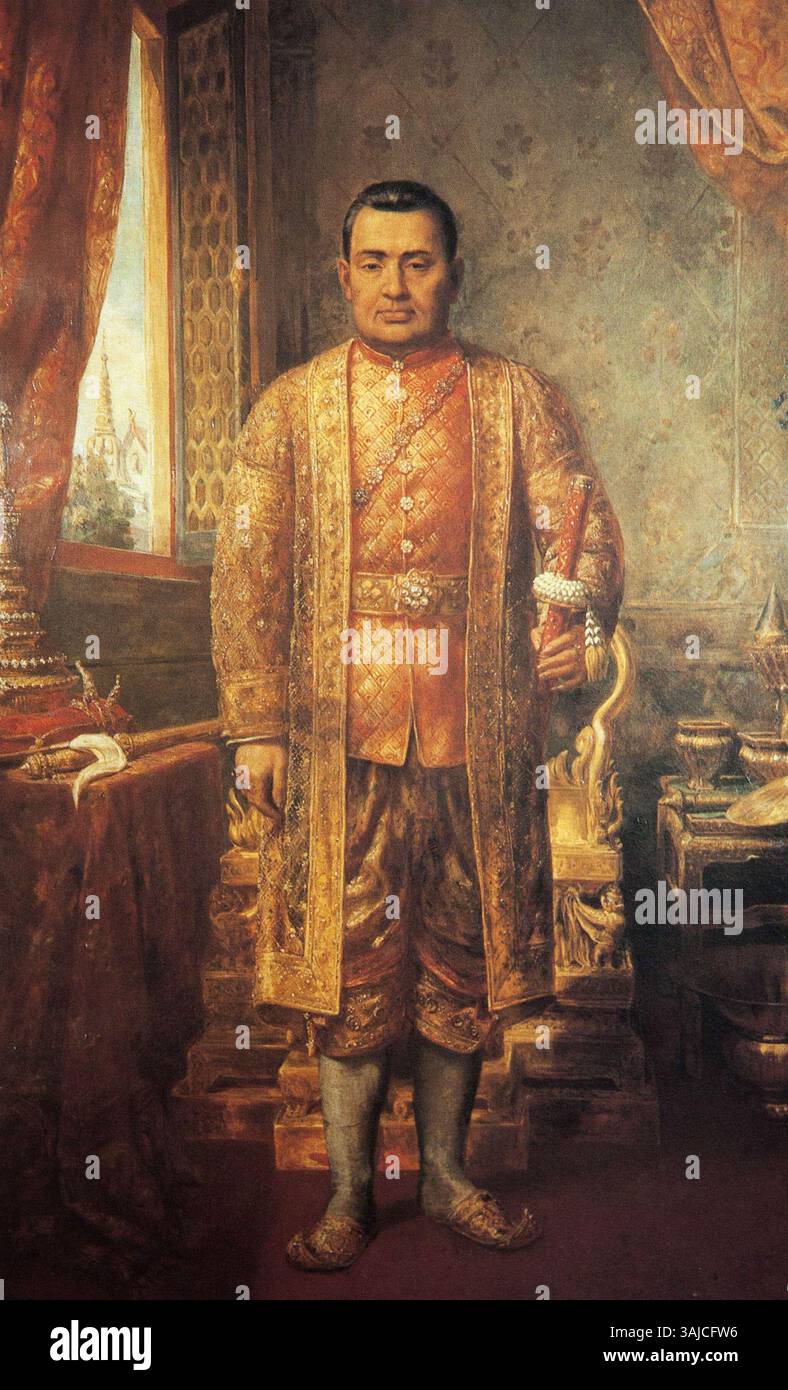 A portrait of King Rama III of Siam (Nangklao), painted before 1910 ...