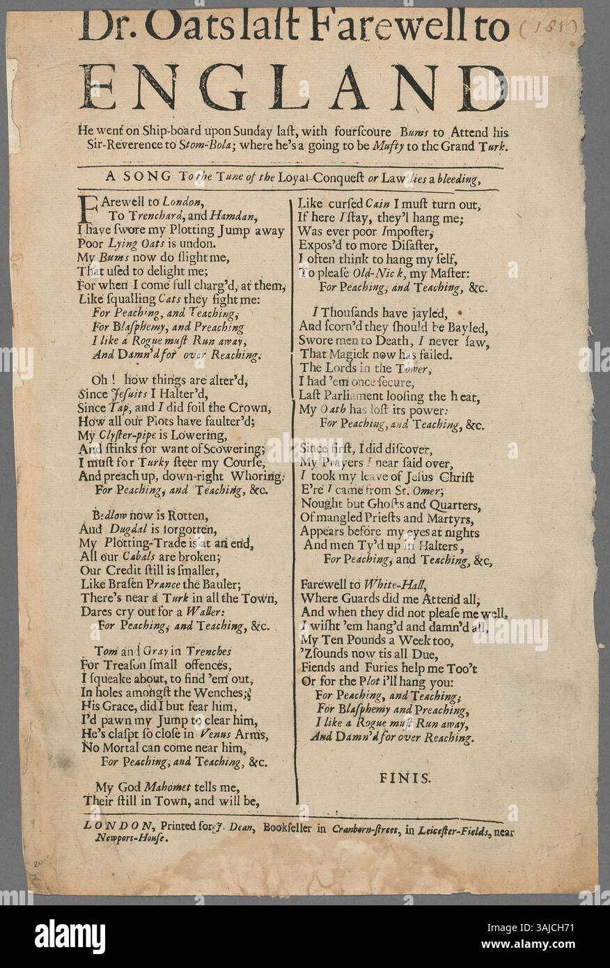 English broadside 18th century hi-res stock photography and images - Alamy