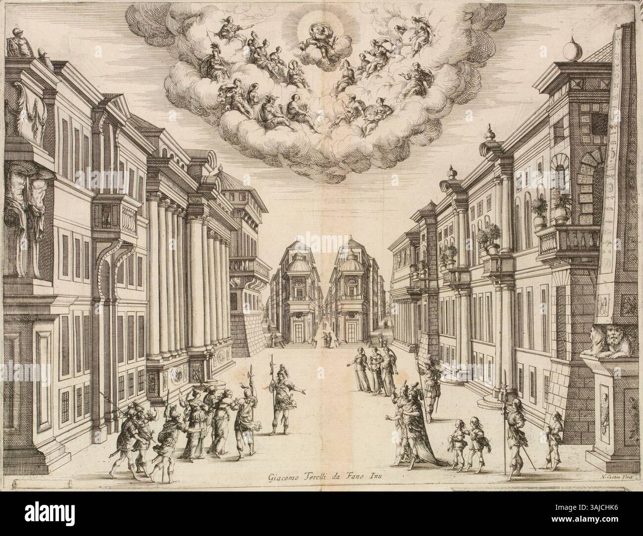 Set design for scenes 8 of act 2 to scene 4 of act 3 of 'Feste teatrali ...