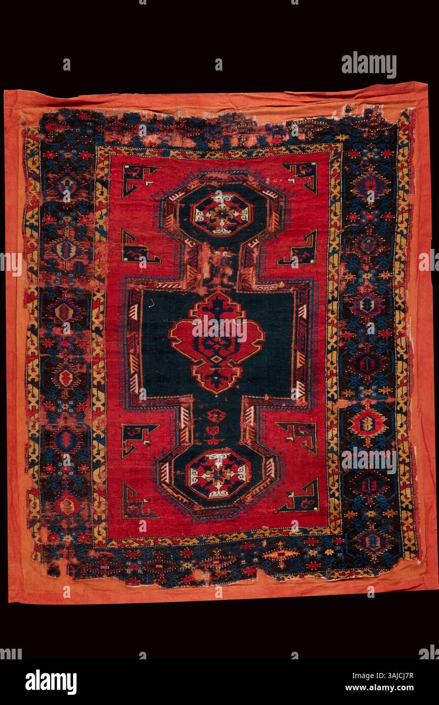 A 17th-century Ottoman prayer rug, known as the Bellini type ...