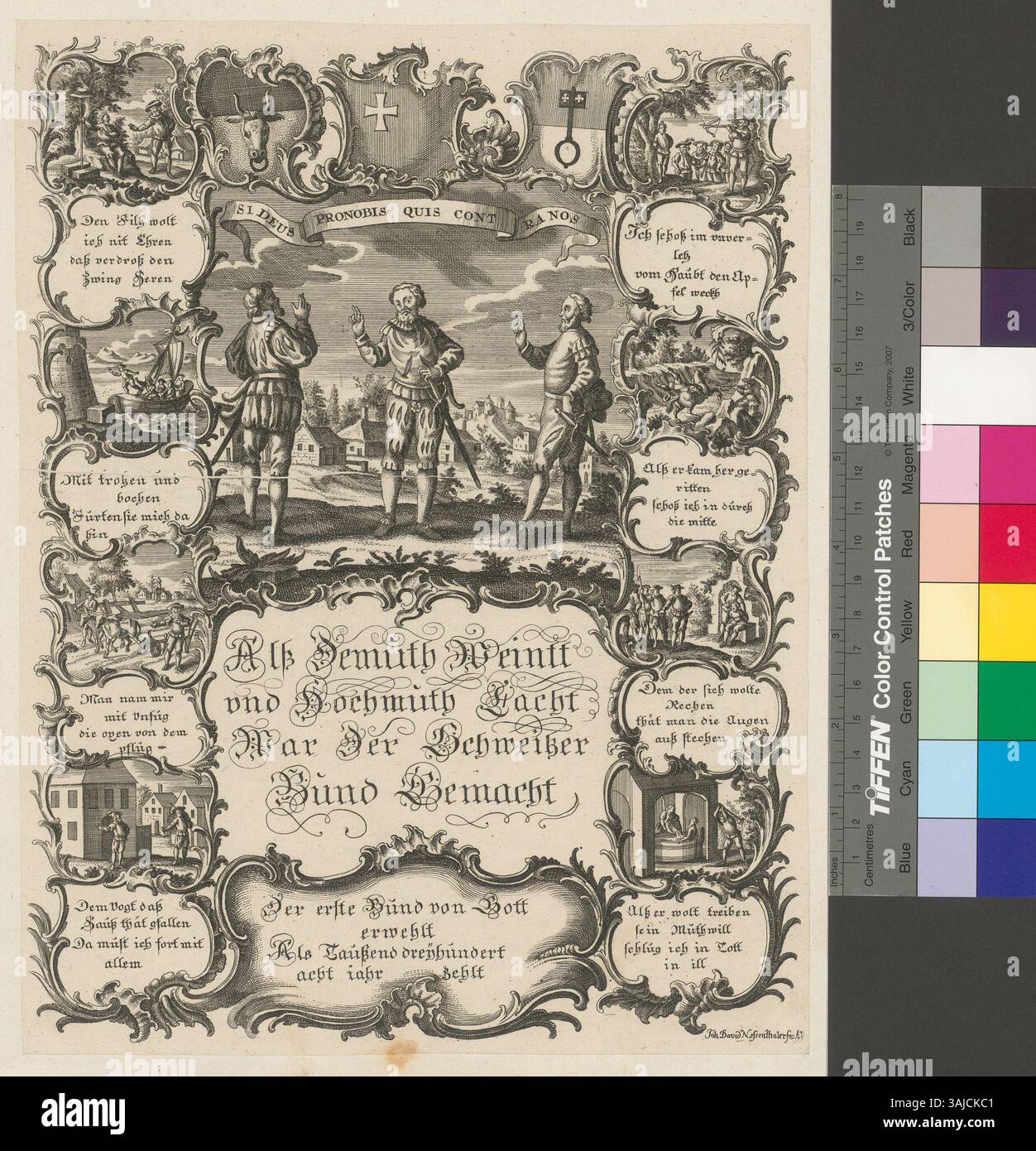 This engraving from between 1735 and 1766 portrays the Rütlischwurz, an ...