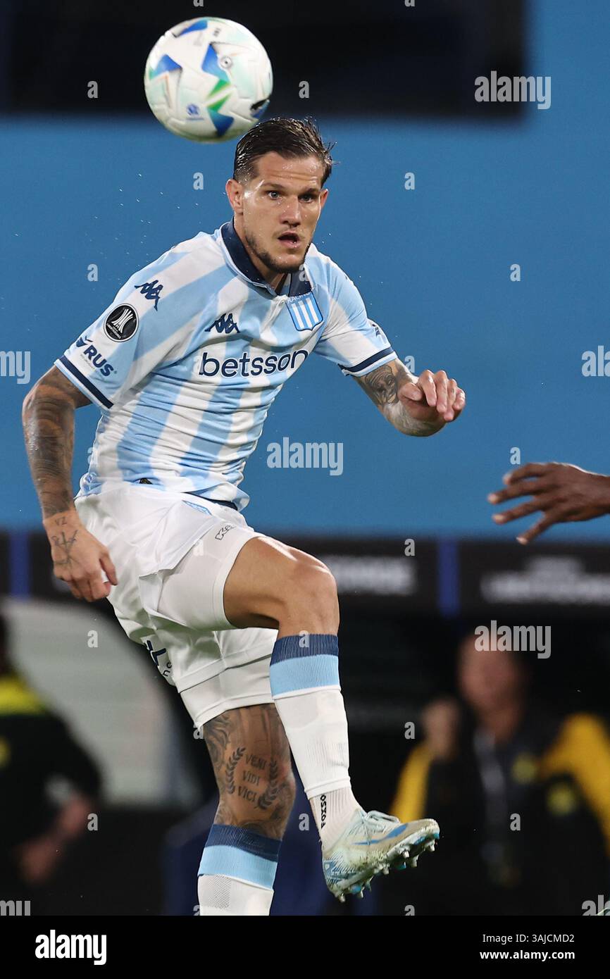 Zucullini Racing Racing Club's midfielder Bruno Zuculini looks on during the CONMEBOL ...