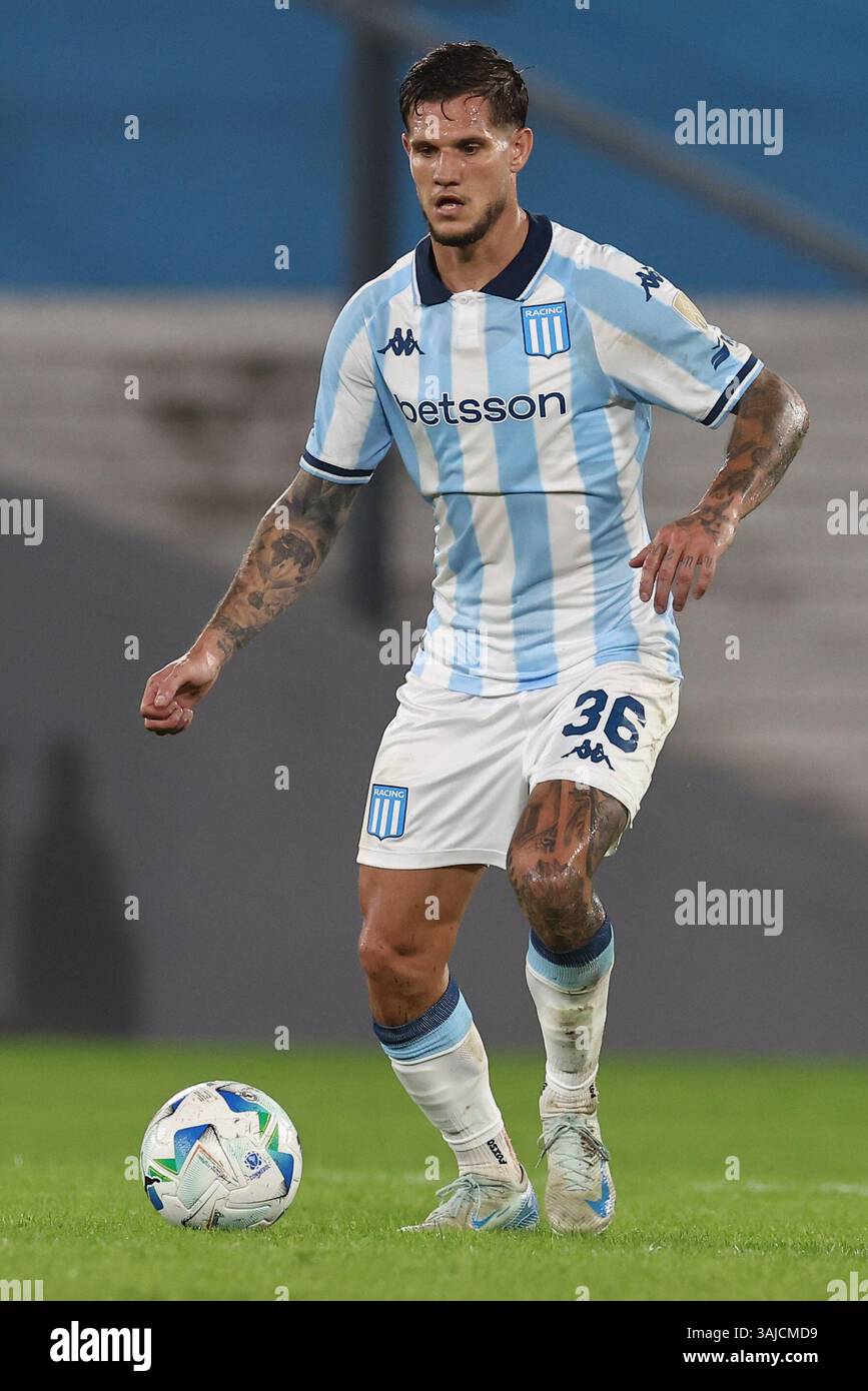 Zucullini Racing Racing Club's midfielder Bruno Zuculini looks on during the CONMEBOL ...