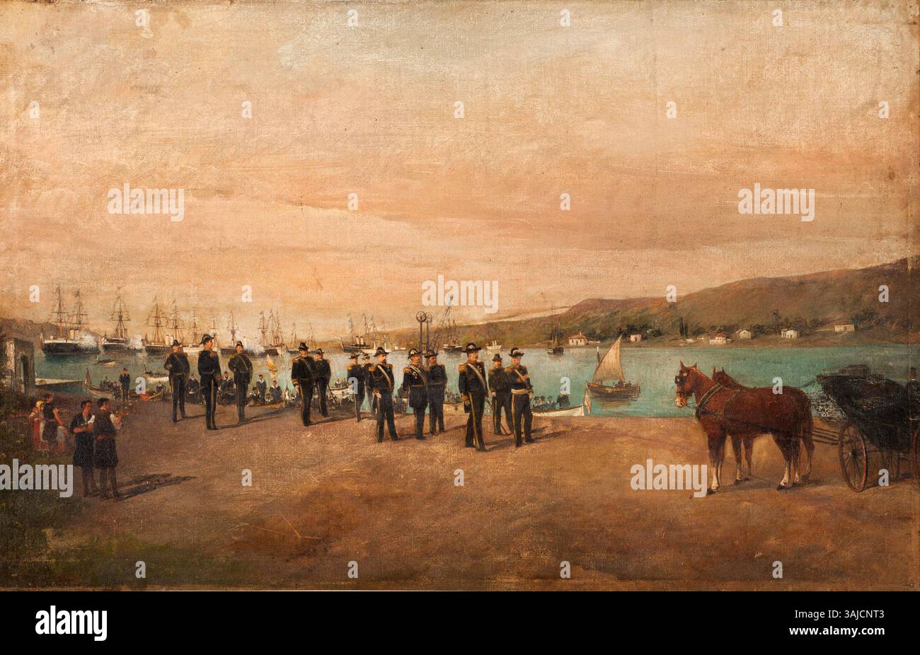 A painting by Konstantinos Volanakis from 1893 depicting the moment ...