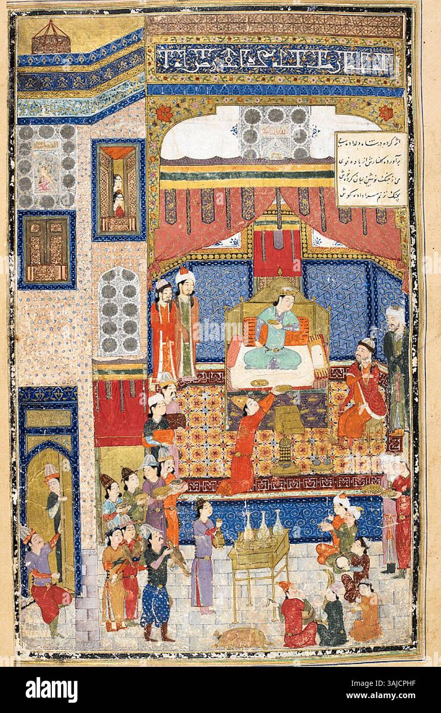 A scene from the 'Khamsah' manuscript by Khwaju-Khaja Kirmani, showing ...