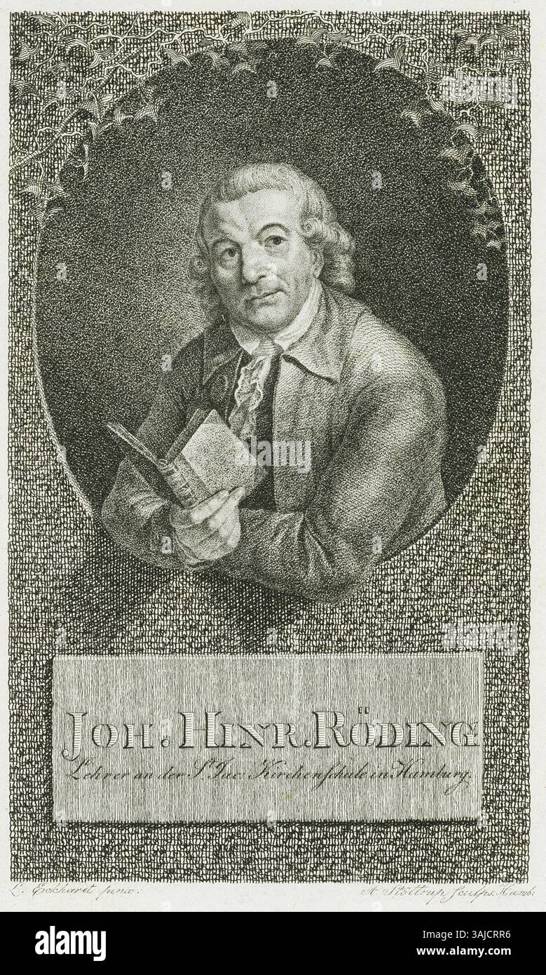 This copper engraving features Johann Heinrich Röding, created by ...