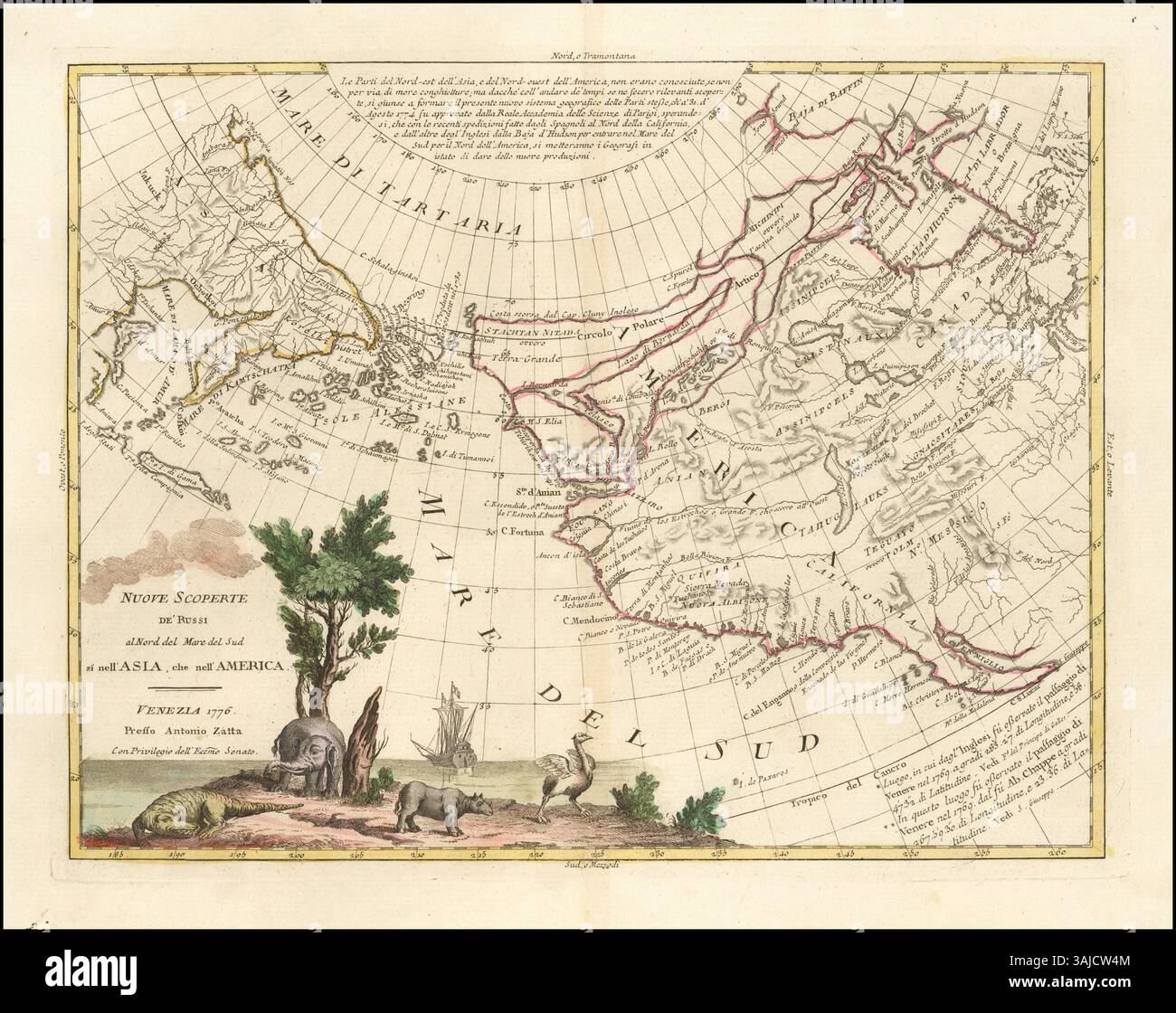 This 1776 map by Antonio Zatta depicts Russian discoveries in the ...