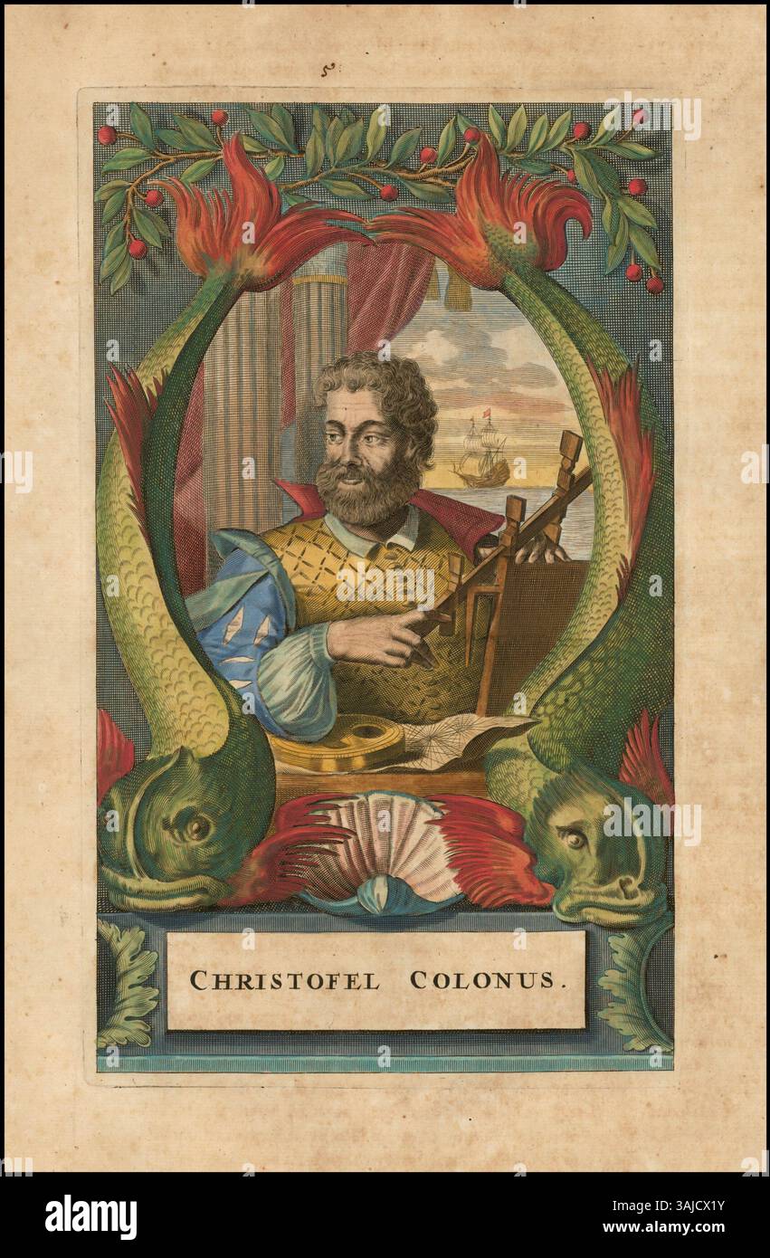 This 1671 portrait by John Ogilby portrays Christopher Columbus, the ...