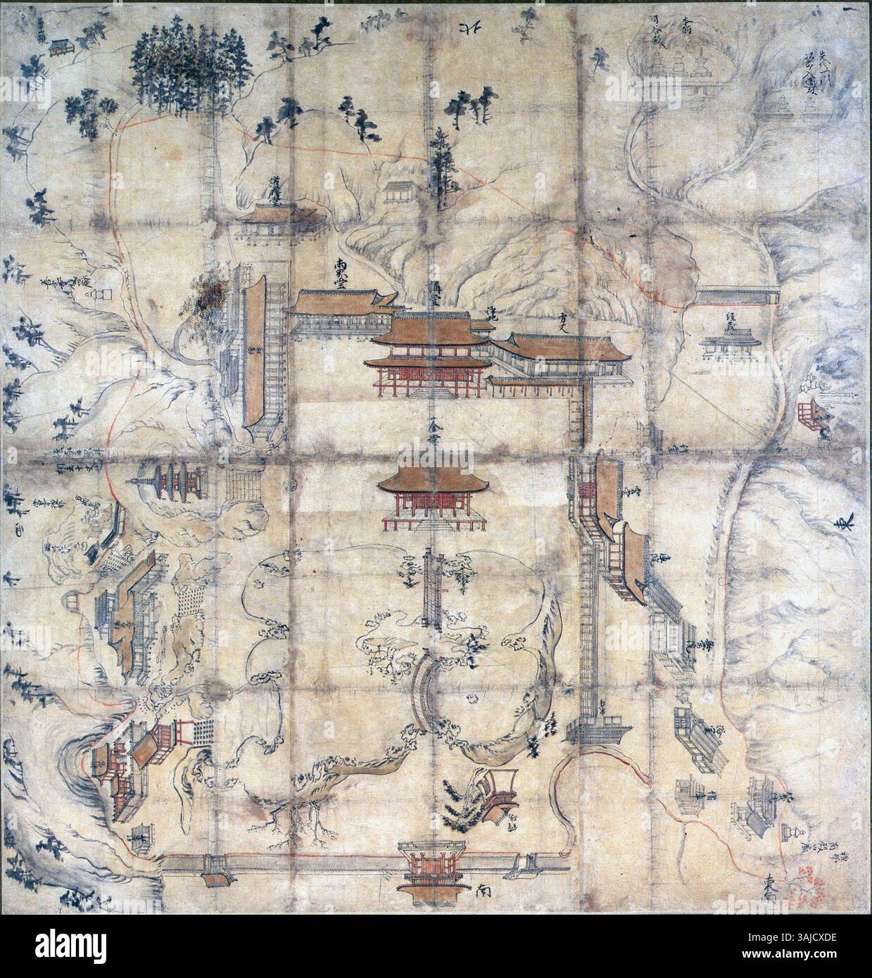 A pictorial map from 1323 depicting the Shmy-ji area during the ...