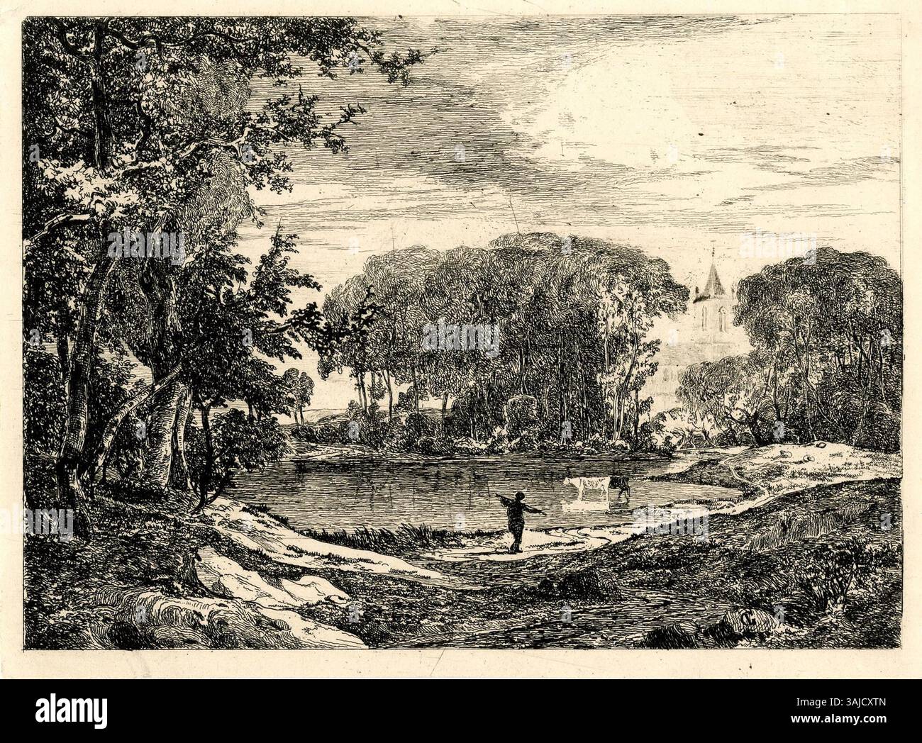 George Rurual Scene George Vincent's etching 'View of a rural path' depicts a peaceful ...