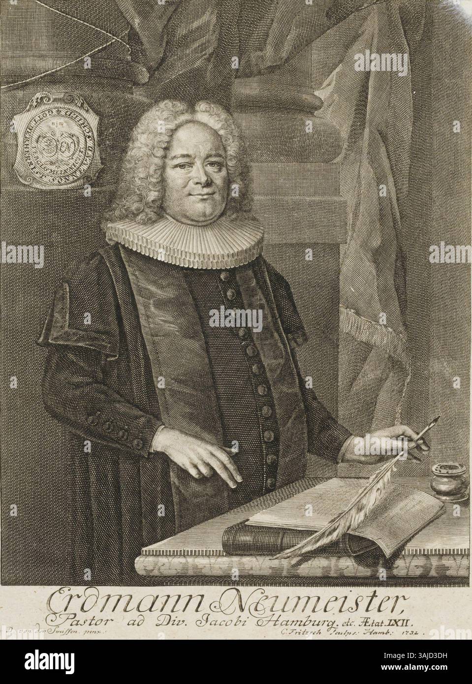 Pastor Dominicus This copper engraving from 1732 depicts Erdmann Neumeister, a pastor at ...