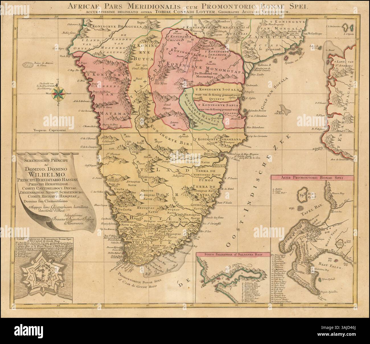 This 1778 map of Southern Africa by Tobias Conrad Lotter depicts the ...