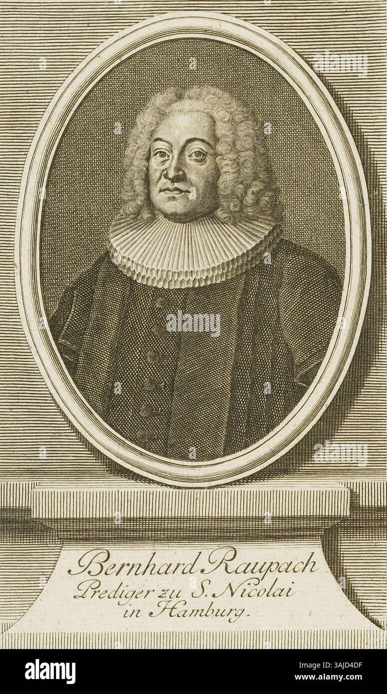Copper engraving portrait of Bernhard Raupach by Johann Martin ...