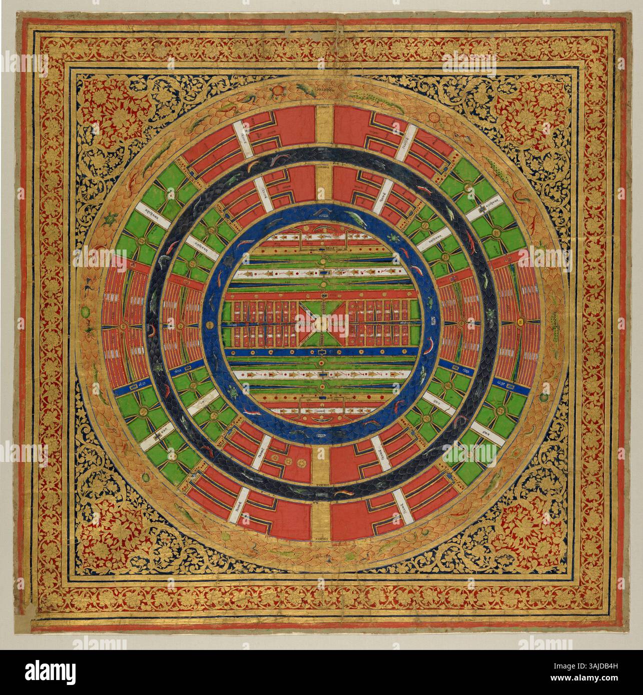 Painted Ceiling Rose From Bikaner - 19th Century Painted Ceiling Rose From Bikaner - 19th Century