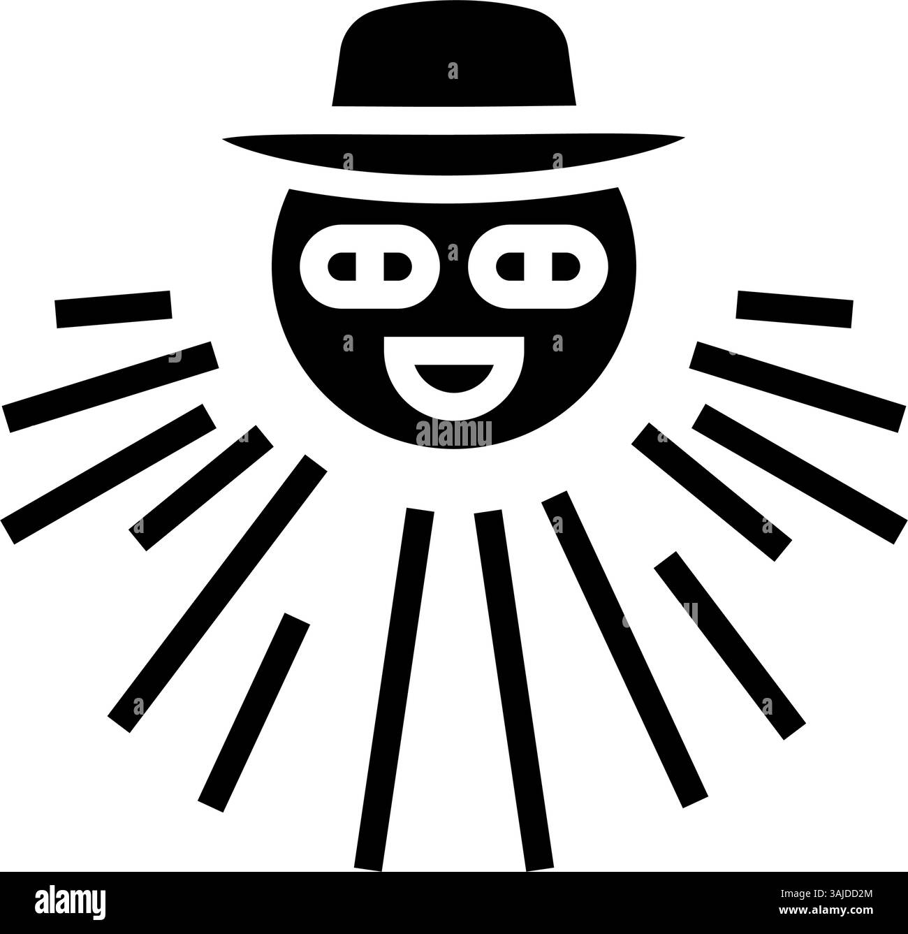hat cute sun character glyph icon vector illustration Stock Vector ...