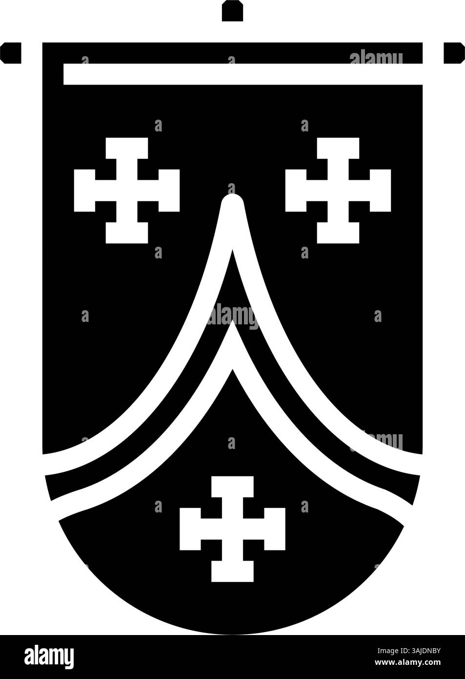 flag kingdom medieval heraldry glyph icon vector illustration Stock ...