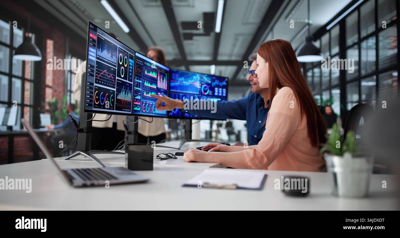 Analyzing Business Data To Improve Performance With Diverse Team Stock Photo