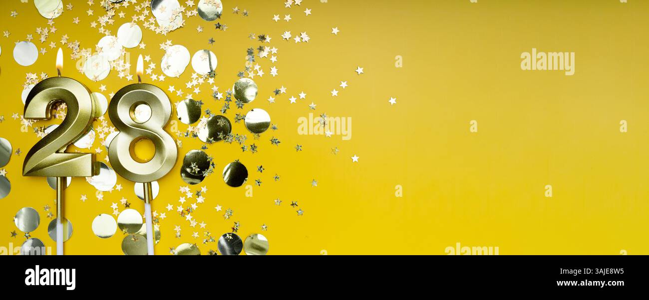 Happy 28th birthday banner golden hi-res stock photography and images ...
