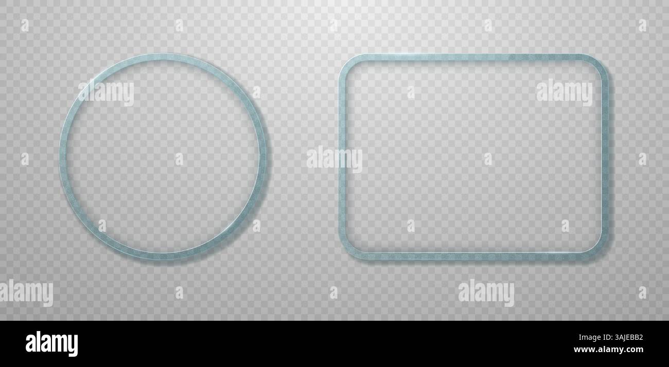 Small Glass Frame Model Glass transparent frames of different shapes with shadows and glitter ...