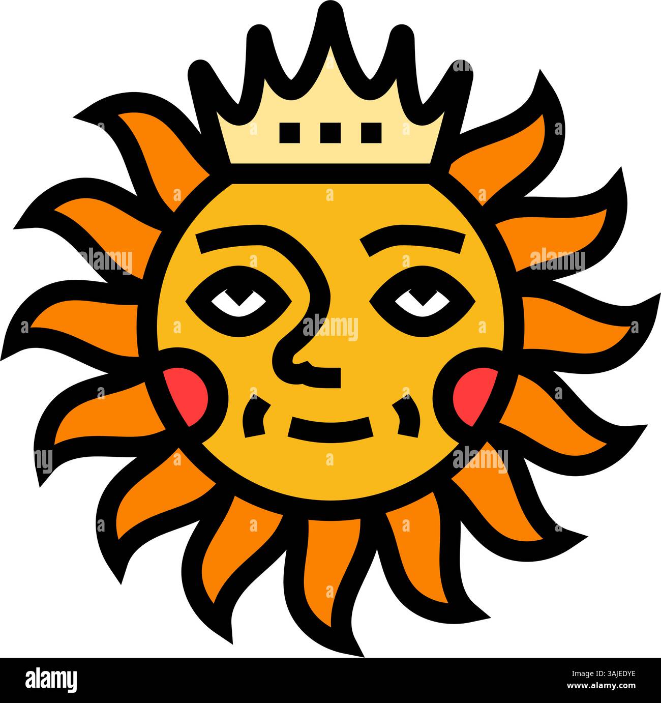 crown cute sun character color icon vector illustration Stock Vector ...