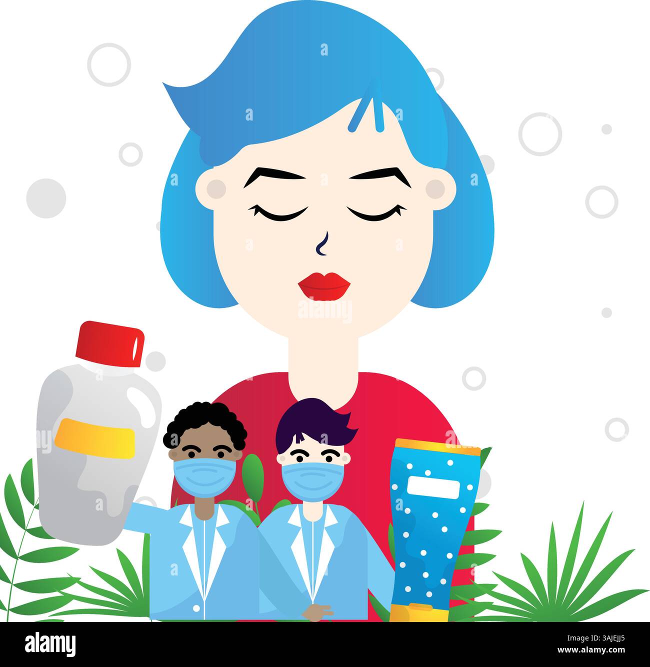 Skincare routine flat vector illustration on the white background Stock ...