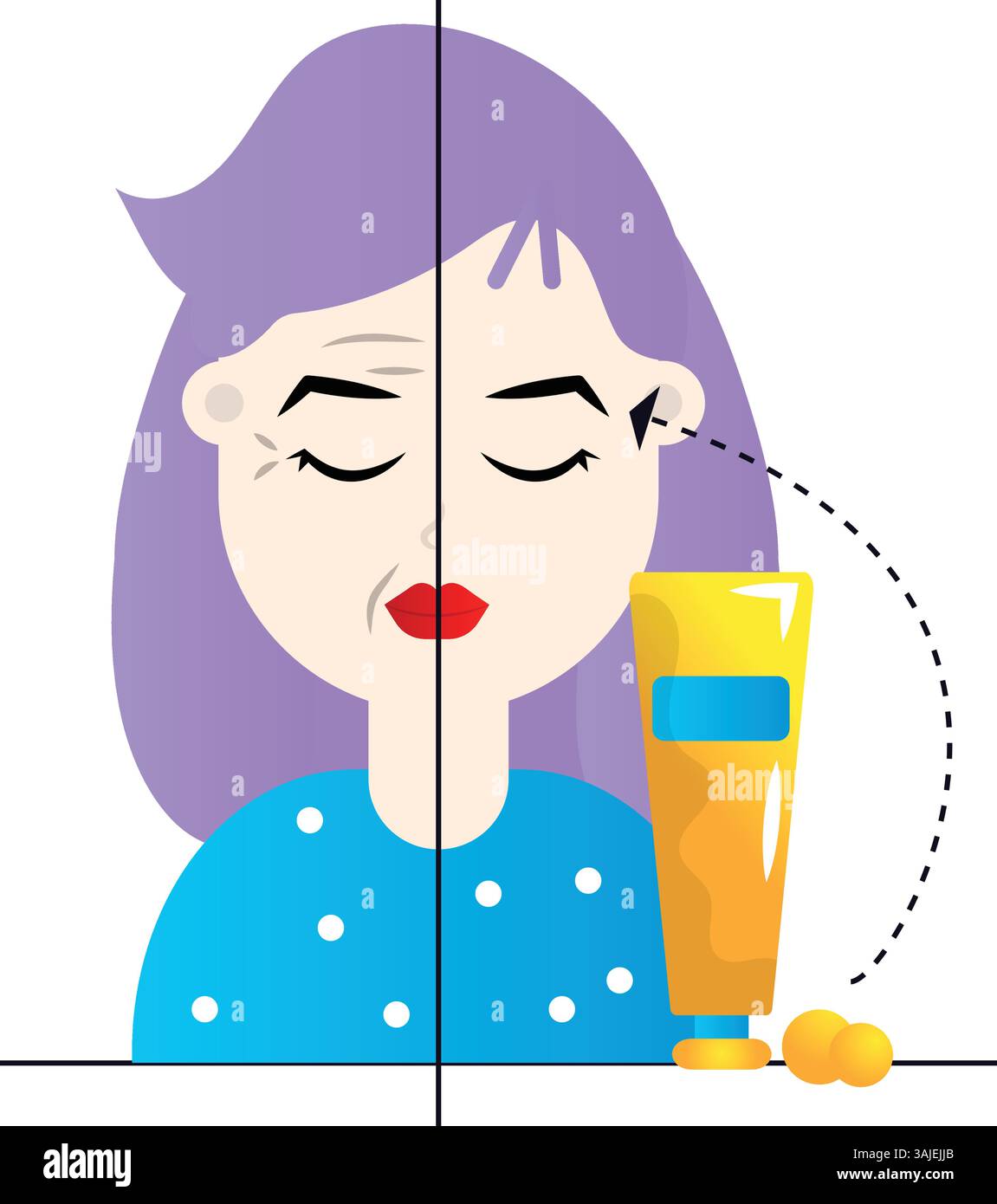 Skincare routine flat vector illustration on the white background Stock ...