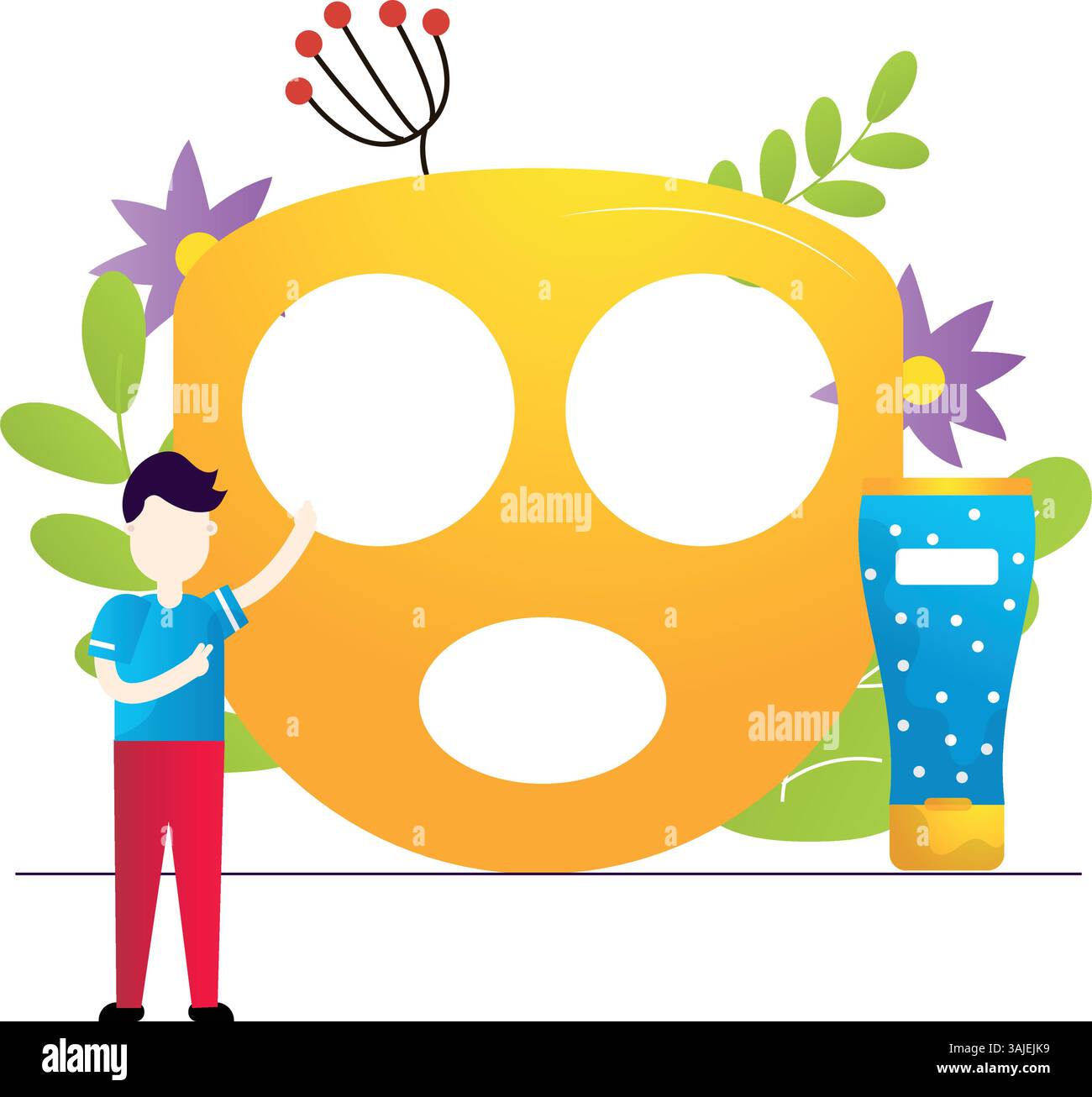 Skincare routine flat vector illustration on the white background Stock ...