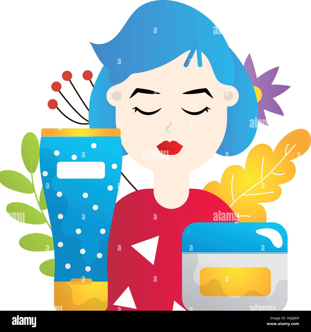 Skincare routine flat vector illustration on the white background Stock ...