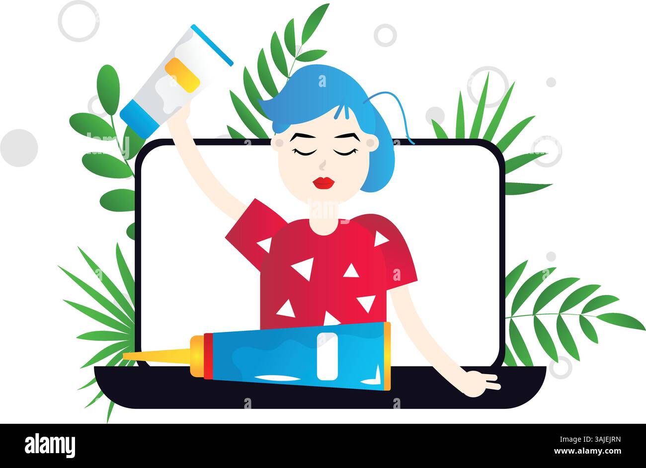 Skincare routine flat vector illustration on the white background Stock ...