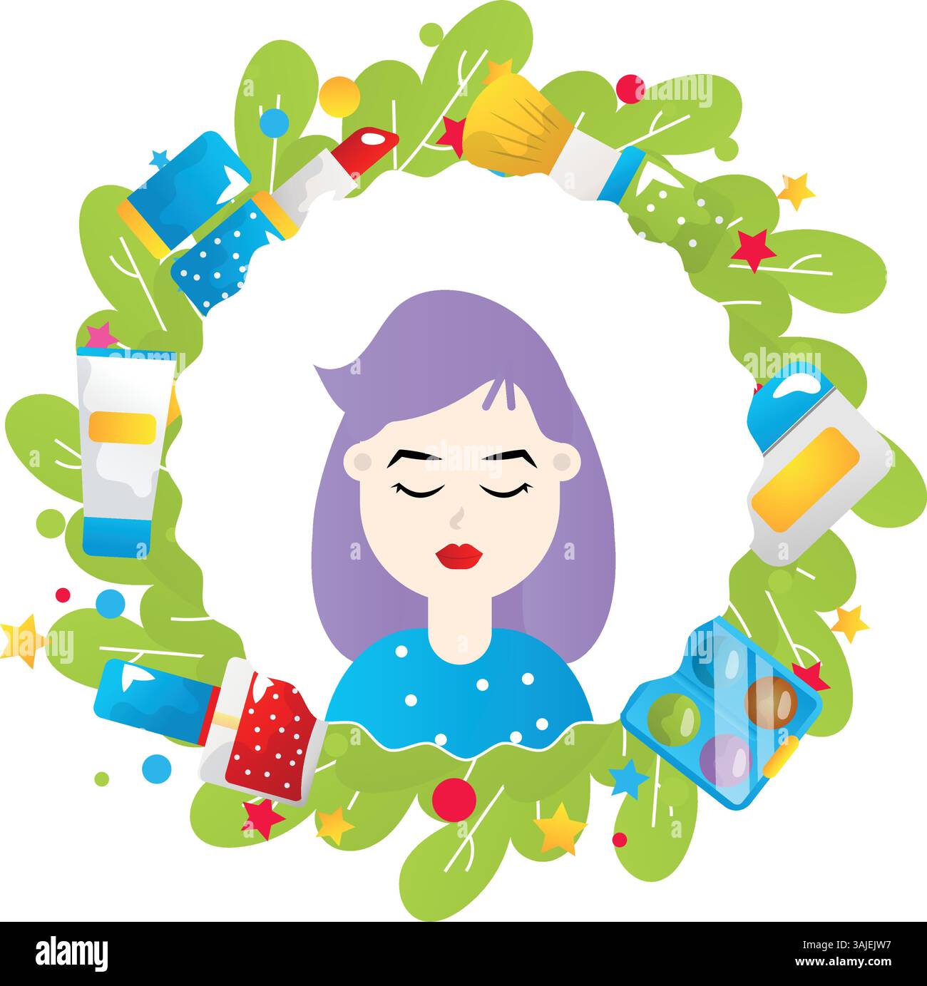 Skincare routine flat vector illustration on the white background Stock ...